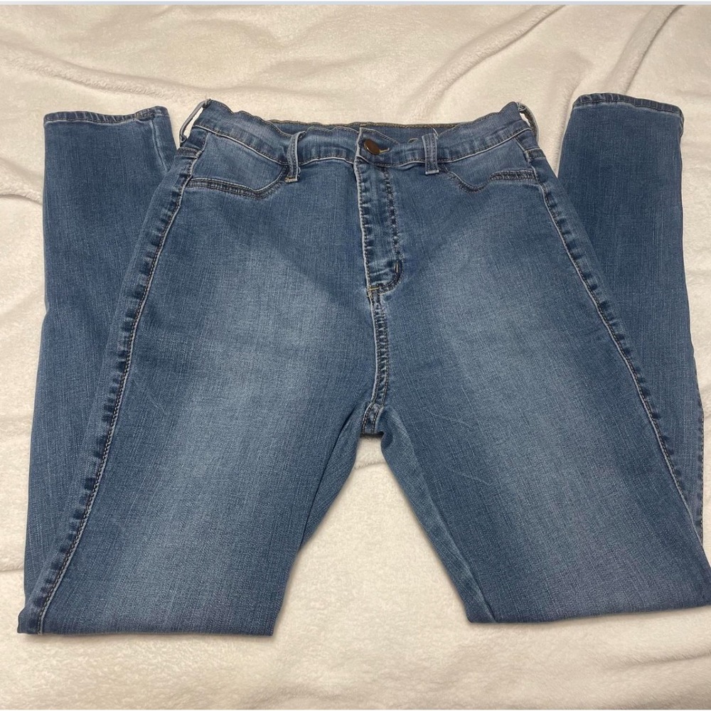 Fashion Nova Womens High Waisted Skinny Jeans Medium Wash Denim Size 13, Large
